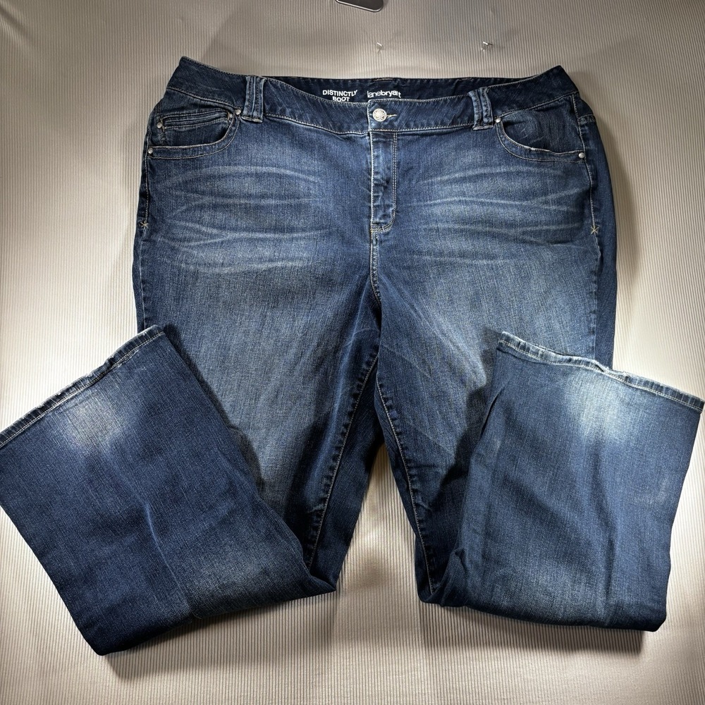 Lane Bryant Women's‎ Blue Jean's Boot Cut Size 28 Dark Wash, Cowgirl Distressed